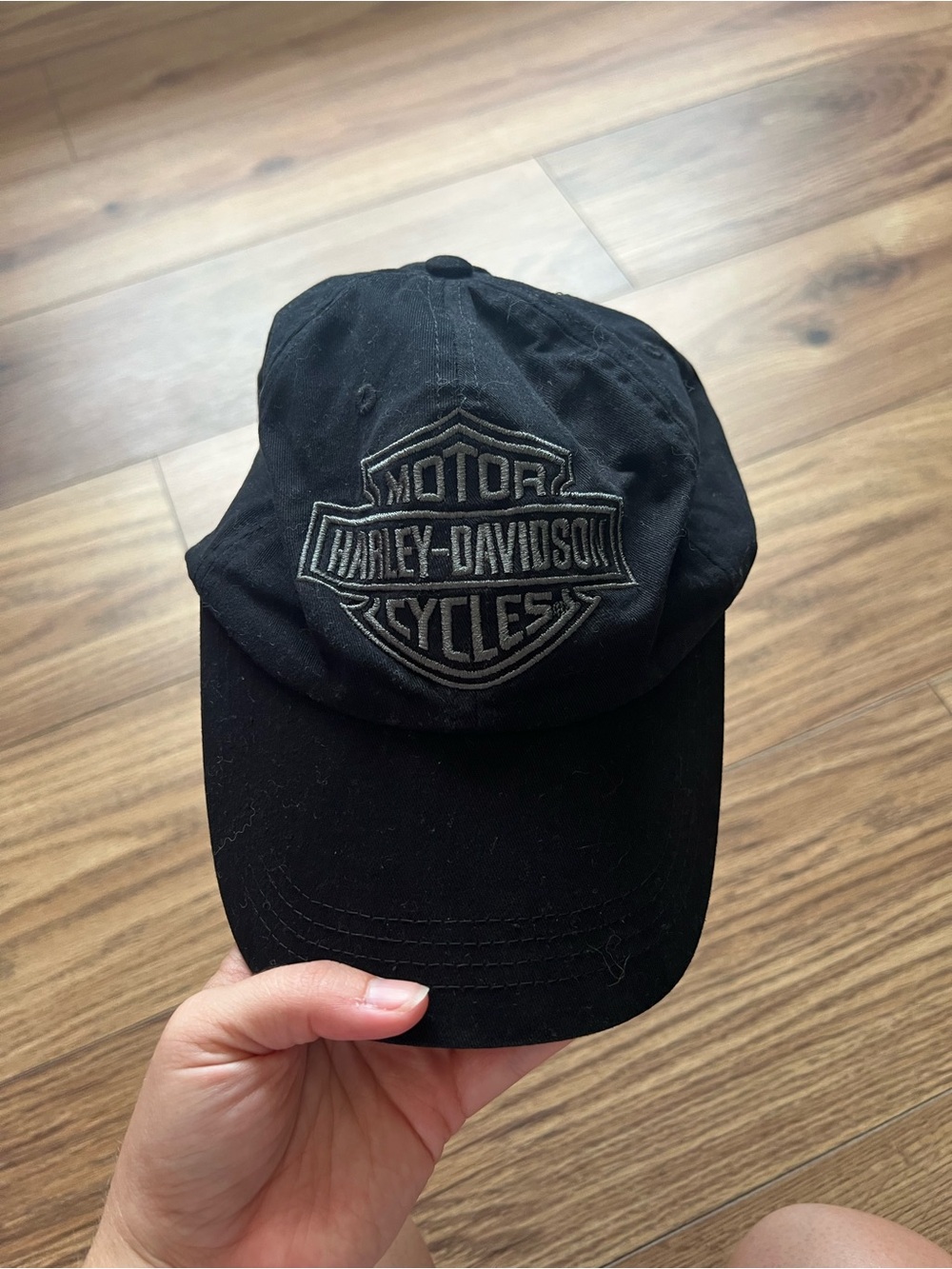 Harley Davidson Distressed Black Bar & Shield Embroidered Dad Hat Cap OSFM